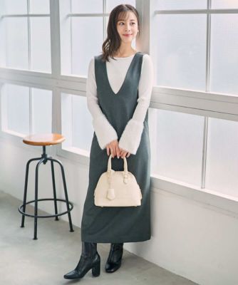 小さいサイズ】ウールライクVネックジャンパースカート／洗える | MK
