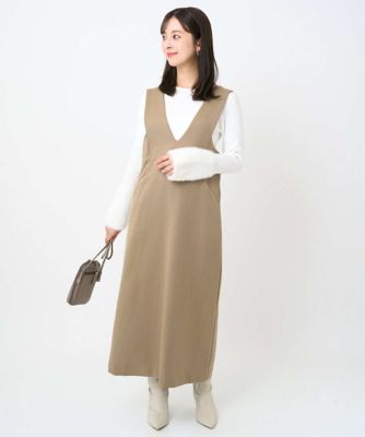 小さいサイズ】ウールライクVネックジャンパースカート／洗える | MK