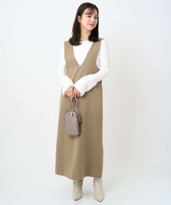 小さいサイズ】ウールライクVネックジャンパースカート／洗える | MK