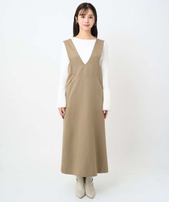 小さいサイズ】ウールライクVネックジャンパースカート／洗える | MK