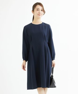 【小さいサイズ】ダブルクロスウエストタックワンピース／洗える