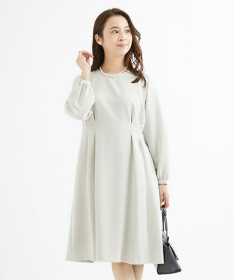 【小さいサイズ】ダブルクロスウエストタックワンピース／洗える
