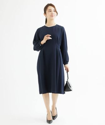 【小さいサイズ】ダブルクロスウエストタックワンピース／洗える