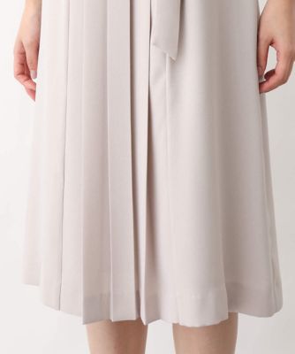 【小さいサイズ】サテンジョーゼット　プリーツワンピース