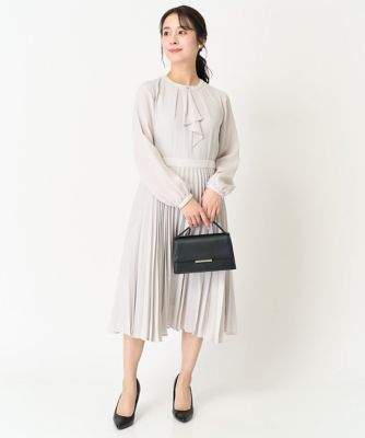 MK ミッシェルクラン（MK MICHEL  ）/【小さいサイズ】ボウタイプリーツジョーゼットワンピース/洗える 小さいサイズ】ボウタイプリーツジョーゼットワンピース／洗える | MK