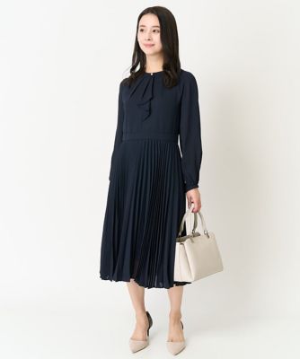 小さいサイズ】ボウタイプリーツジョーゼットワンピース／洗える | MK
