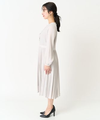 小さいサイズ】ボウタイプリーツジョーゼットワンピース／洗える | MK