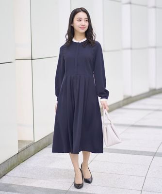 【小さいサイズ】配色デザインワンピース／洗える