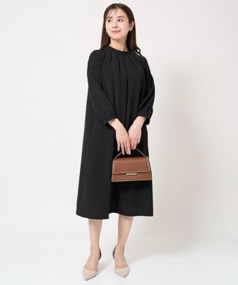 【小さいサイズ】ウエストベルト付きサックワンピース／洗える