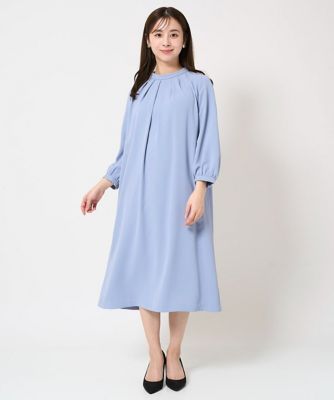 【小さいサイズ】ウエストベルト付きサックワンピース／洗える