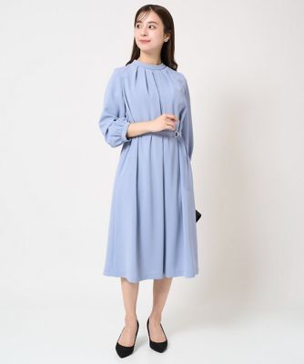 【小さいサイズ】ウエストベルト付きサックワンピース／洗える
