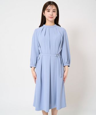 【小さいサイズ】ウエストベルト付きサックワンピース／洗える