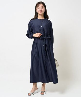 MK MICHEL KLEIN（Women/小さいサイズ）/エムケーミッシェルクラン 【小さいサイズ】デニムライク前開きワンピース／洗える