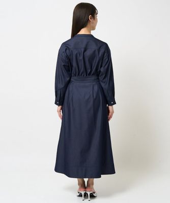 【小さいサイズ】デニムライク前開きワンピース／洗える