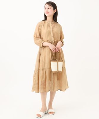 【小さいサイズ】ソフト楊柳ティアードワンピース／洗える