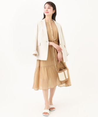 【小さいサイズ】ソフト楊柳ティアードワンピース／洗える