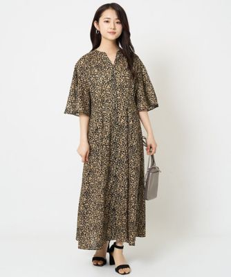 ＜MK MICHEL KLEIN（Women/小さいサイズ）＞【小さいサイズ】キーネックコットンワンピース／洗える