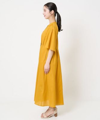 【小さいサイズ】キーネックコットンワンピース／洗える