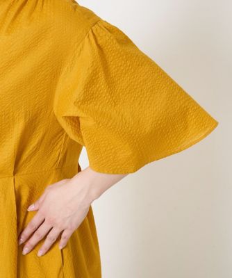 【小さいサイズ】キーネックコットンワンピース／洗える