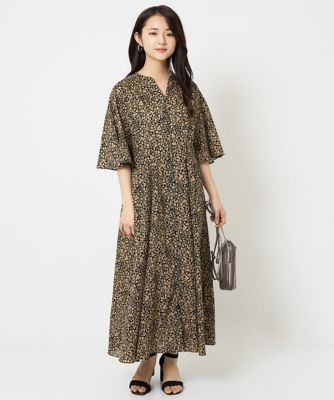【小さいサイズ】キーネックコットンワンピース／洗える