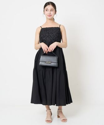 MK MICHEL KLEIN（Women/小さいサイズ）/エムケーミッシェルクラン 【小さいサイズ】フラワー3D刺繍ティアードキャミワンピース/洗える