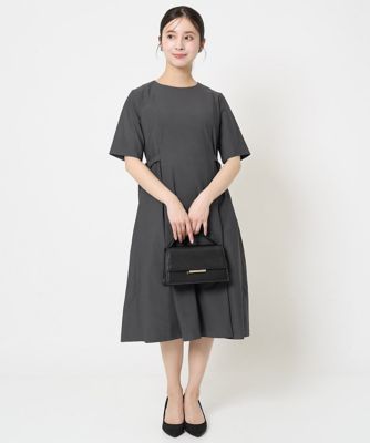＜MK MICHEL KLEIN（Women/小さいサイズ）＞【小さいサイズ】サイドベルトデザイン　ウエストタックストレッチワンピース／洗える／セットアップ対応