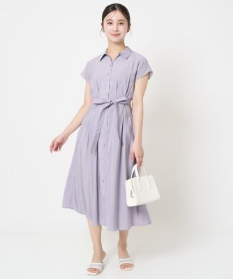 MK MICHEL KLEIN（Women/小さいサイズ）/エムケーミッシェルクラン 【小さいサイズ】ベルト付きフレンチスリーブワンピース／洗える
