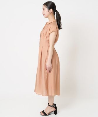 【小さいサイズ】ベルト付きフレンチスリーブワンピース／洗える