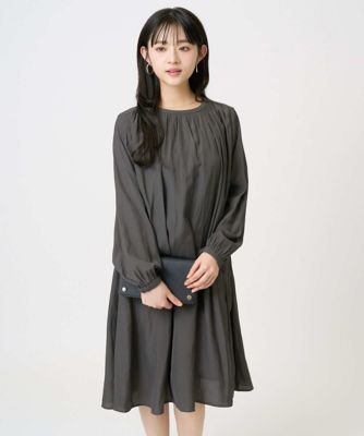 小さいサイズ】サテンギャザーワンピース／洗える | MK MICHEL KLEIN