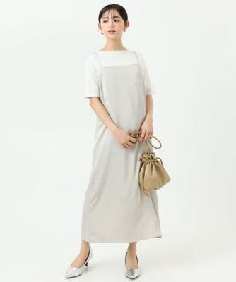 MK MICHEL KLEIN（Women/小さいサイズ）/エムケーミッシェルクラン 【小さいサイズ】サテンキャミワンピース／洗濯機で洗える