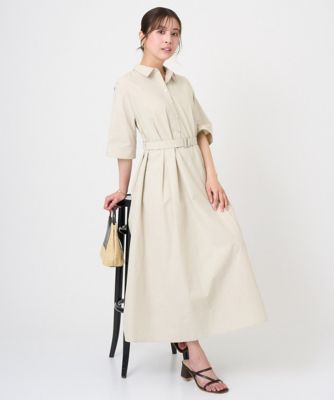 ＜MK MICHEL KLEIN（Women/小さいサイズ）＞【小さいサイズ】ハーフスリーブ　シャツワンピース／ＵＶカット／洗える