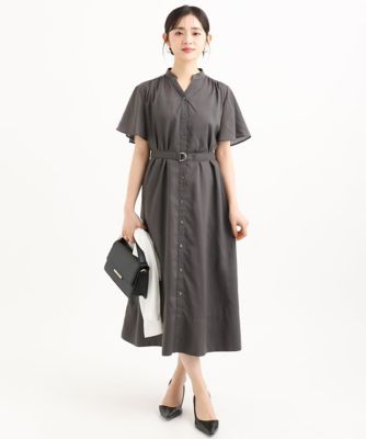 小さいサイズ】［洗える］フレアスリーブ ベルト付きワンピース | MK