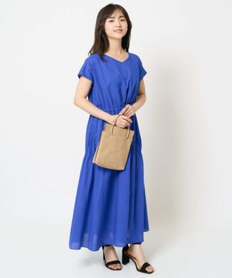 MK MICHEL KLEIN（Women/小さいサイズ）/エムケーミッシェルクラン 【小さいサイズ】Vネックフレンチスリーブワンピース/洗える