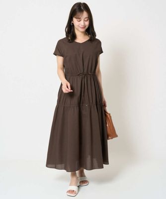 【小さいサイズ】Ｖネックフレンチスリーブワンピース／洗える