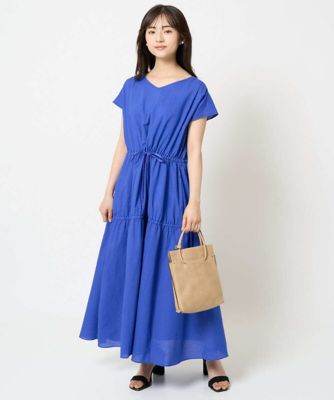 【小さいサイズ】Ｖネックフレンチスリーブワンピース／洗える