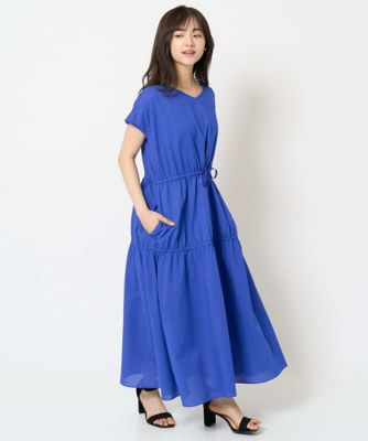 【小さいサイズ】Ｖネックフレンチスリーブワンピース／洗える