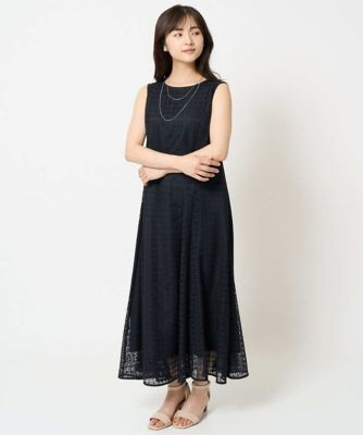 MK MICHEL KLEIN（Women/小さいサイズ）/エムケーミッシェルクラン 【小さいサイズ】幾何レースフレアーワンピース/洗える
