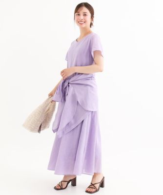 小さいサイズ】［接触冷感／洗える］ラミーリネン混Aラインワンピース
