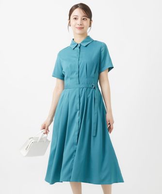【小さいサイズ】ウエストタックシャツワンピース／洗える