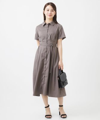 【小さいサイズ】ウエストタックシャツワンピース／洗える