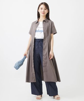 【小さいサイズ】ウエストタックシャツワンピース／洗える