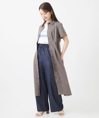 【小さいサイズ】ウエストタックシャツワンピース／洗える