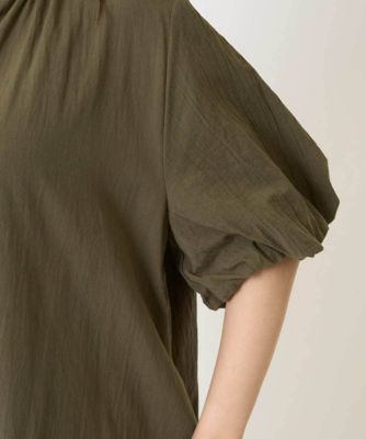 小さいサイズ】ソフトコットンボリュームスリーブワンピース／洗える