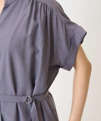 小さいサイズ】ベルト付きキーネックワンピース／洗える | MK MICHEL