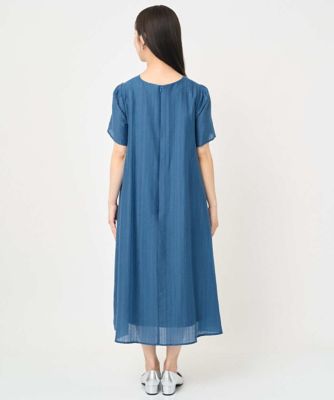 小さいサイズ】ドビーストライプフレアシルエットワンピース／洗える