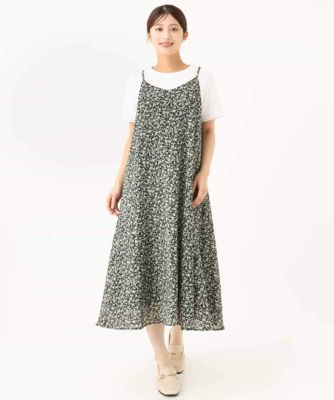 小さいサイズ】［洗える］前後2way花柄シアーキャミワンピース