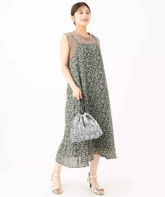 小さいサイズ】［洗える］前後2way花柄シアーキャミワンピース