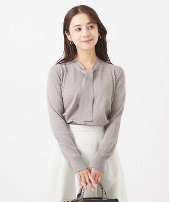 小さいサイズ】ラメニットナロータイデザインプルオーバー／洗える