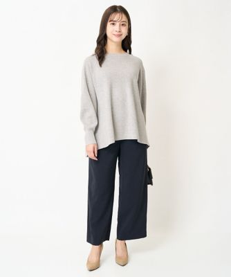 【小さいサイズ】フレアーシルエットラメチュニック丈ニット／洗える