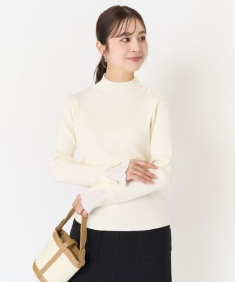 小さいサイズ】レイヤードデザイン パール調釦リブニット／洗える | MK